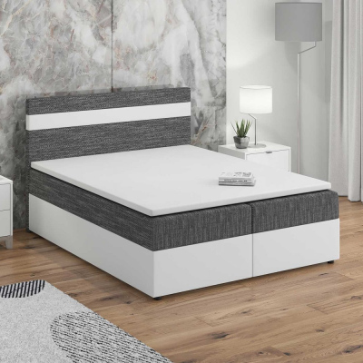 Boxspringová posteľ SISI 140x200, šedá + biela eko koža