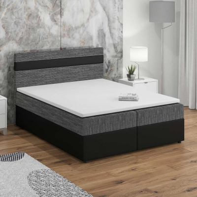 Boxspringová posteľ SISI 140x200, šedá + čierna eko koža
