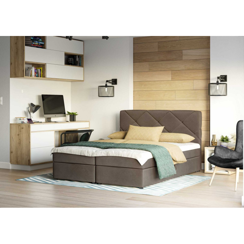 Manželská posteľ s prešívaním KATRIN 160x200, hnedá