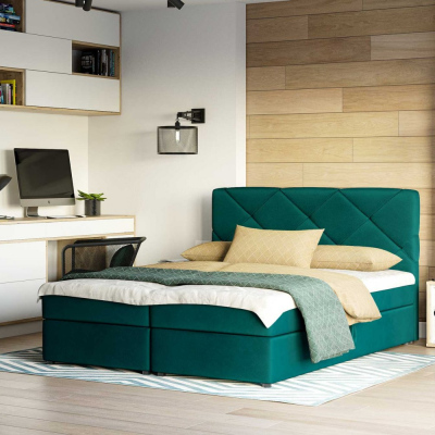 Manželská posteľ s prešívaním KATRIN 160x200, zelená