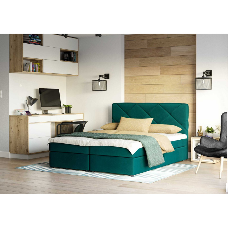 Manželská posteľ s prešívaním KATRIN 160x200, zelená