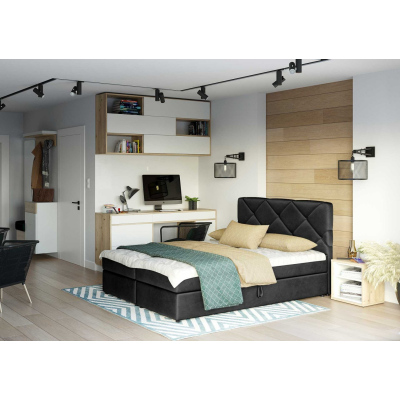 Manželská posteľ s prešívaním KATRIN 160x200, čierna