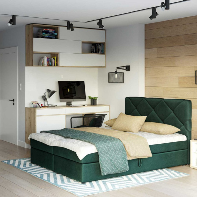 Manželská posteľ s prešívaním KATRIN 160x200, zelená 1