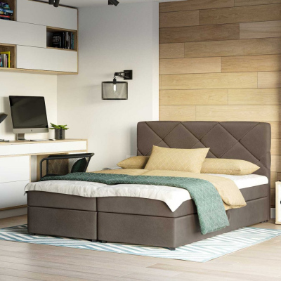 Manželská posteľ s prešívaním KATRIN 140x200, hnedá