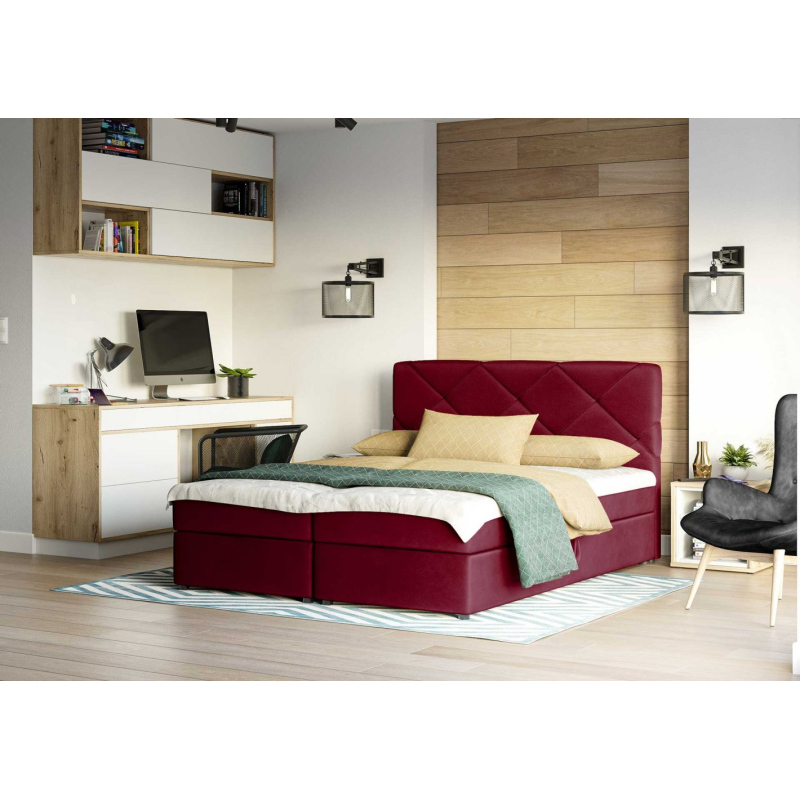 Manželská posteľ s prešívaním KATRIN 140x200, červená
