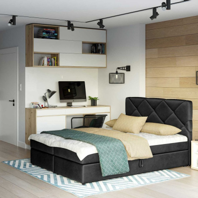 Manželská posteľ s prešívaním KATRIN 140x200, čierna
