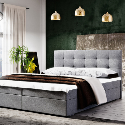 Lacné Dvojlôžka s úložným priestorom: Moderná posteľ s úložným priestorom 140x200 STIG II - šedá