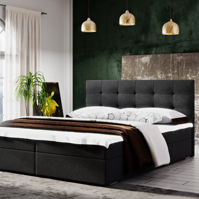 Lacné Dvojlôžka s úložným priestorom: Moderná posteľ s úložným priestorom 180x200 STIG II - antracit