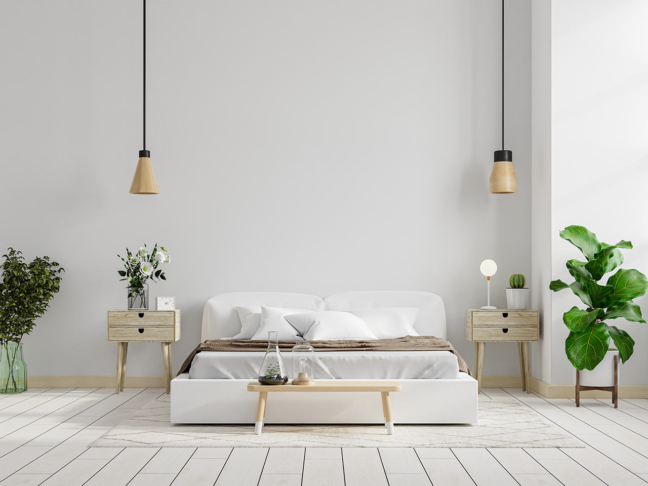 Svetlá minimalistická spálňa